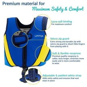 New Size Small Limmys Premium Neoprene Kids Swim Vest Buoyancy